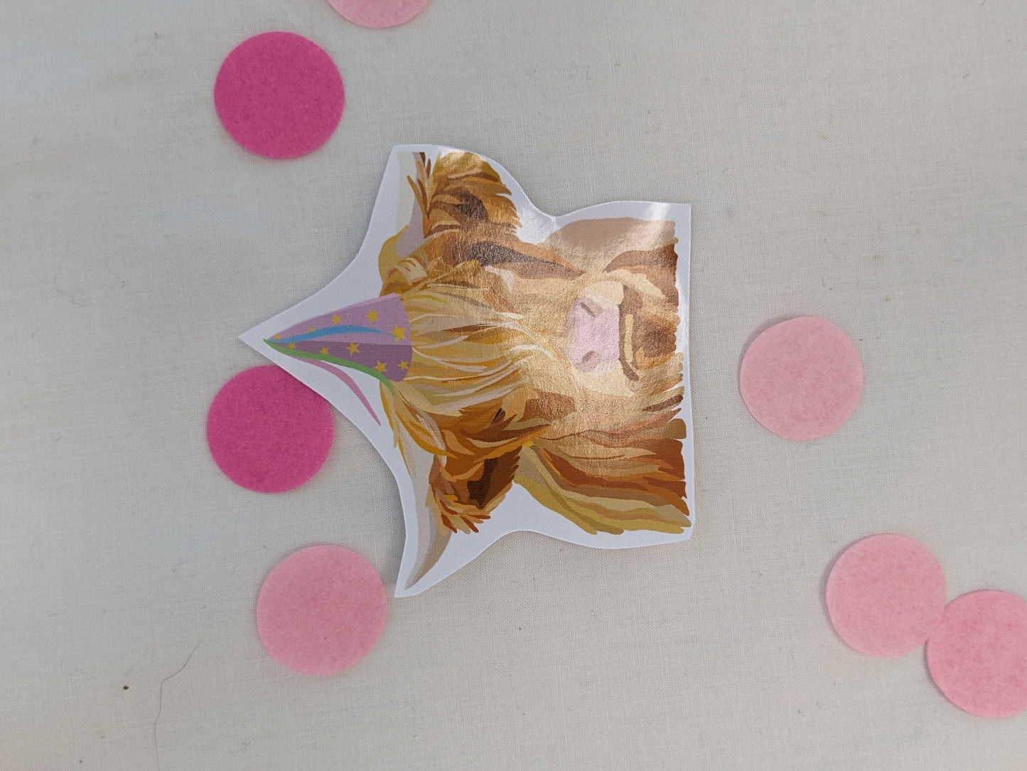 Highland Cow Party Hut Aufkleber