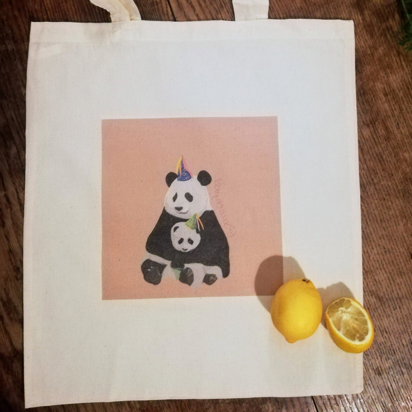 Panda and baby party tote