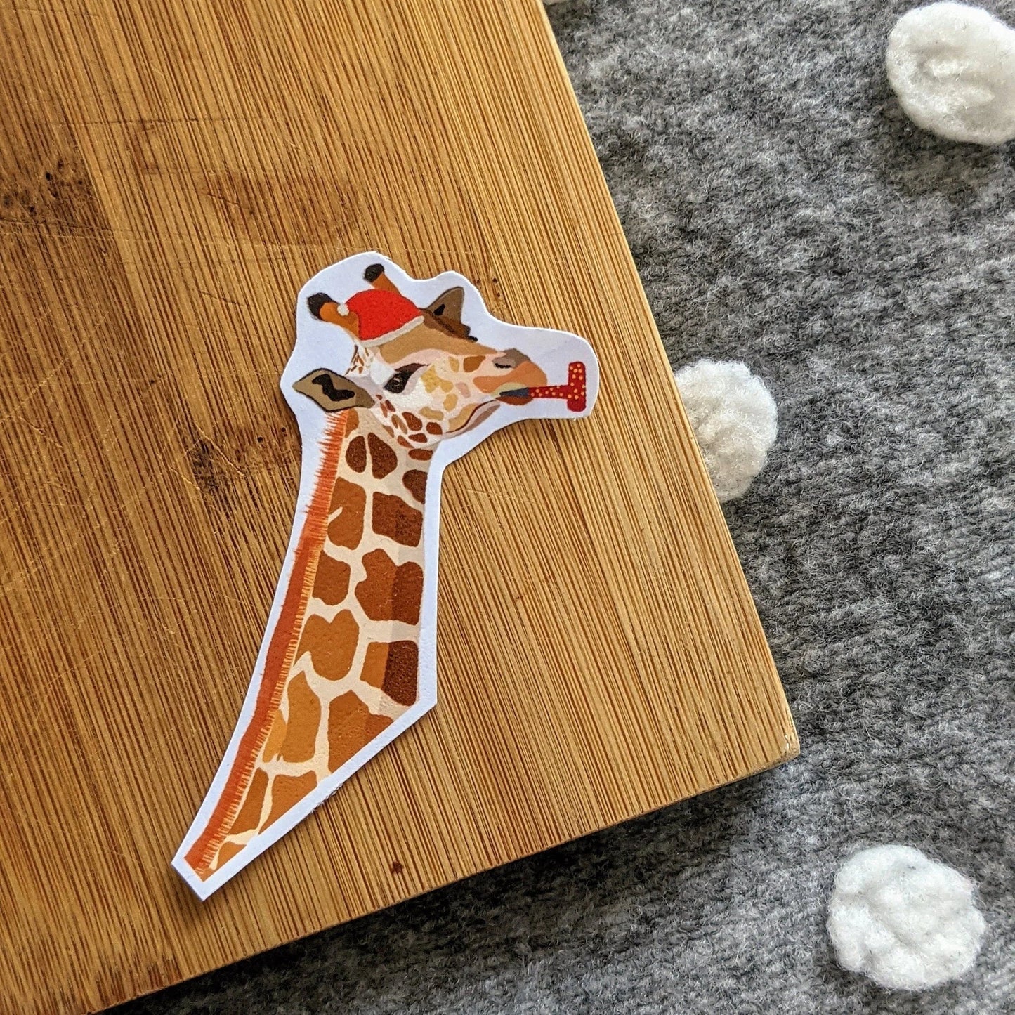 Christmas Giraffe sticker- Gloss
