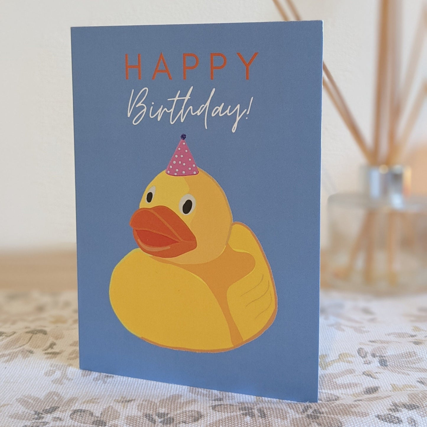 Rubber duck/ yellow/ blue/ birthday card / A5.