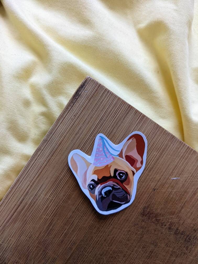 Aufkleber „Partyhut“ der französischen Bulldogge