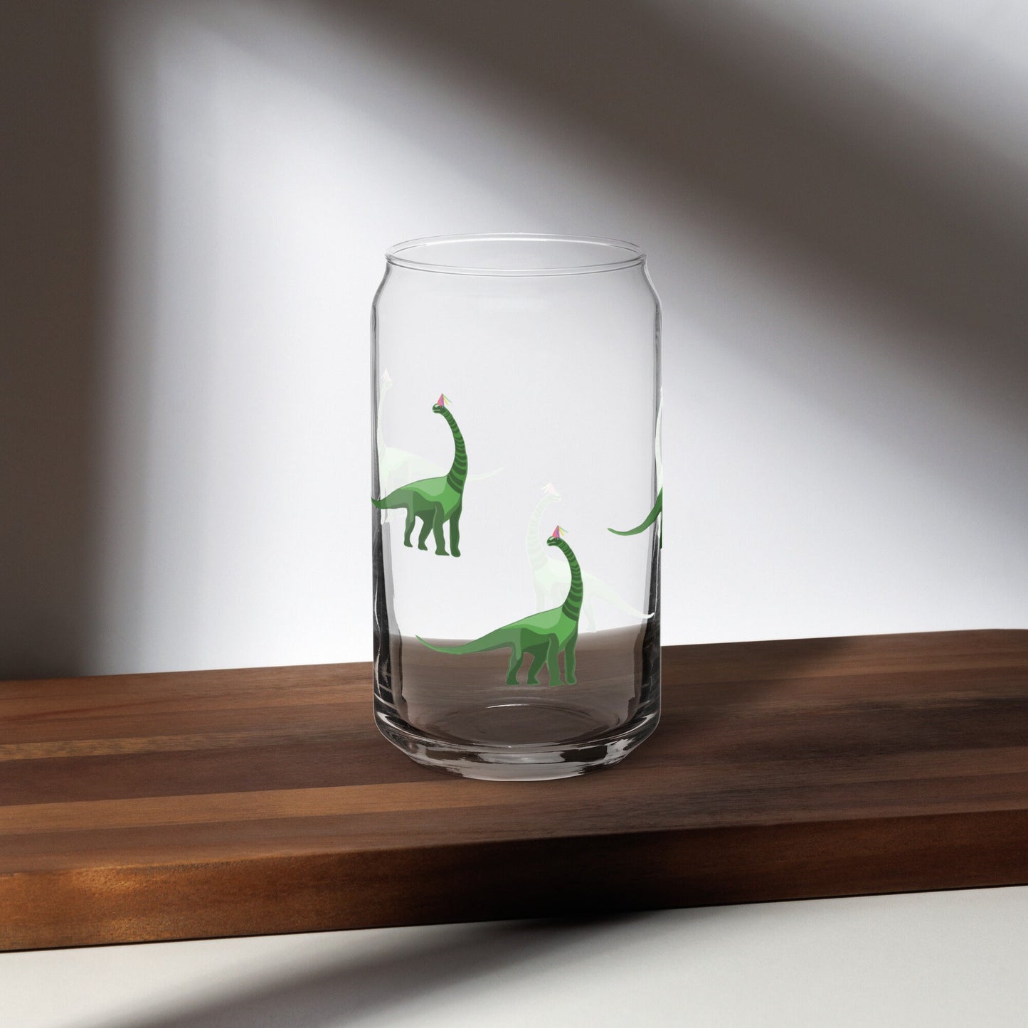 Dinosaur / brontosaurus party Can-shaped glass