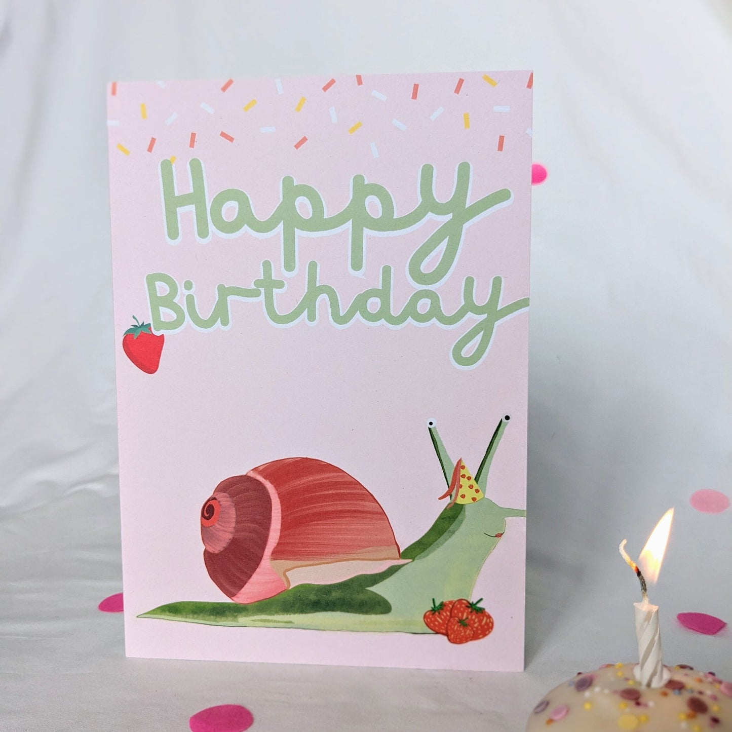 Snail Strawberry Birthday Card