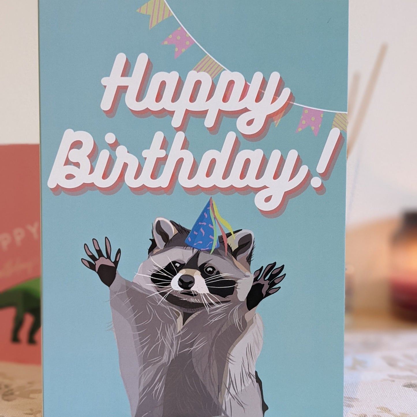 raccoon birthday card.