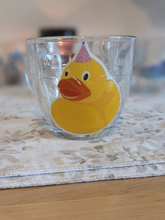 Teetasse aus Glas mit Gummiente/gelber Ente