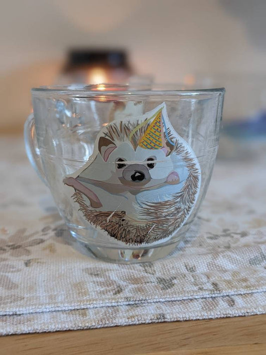 Glass hedgehog teacup