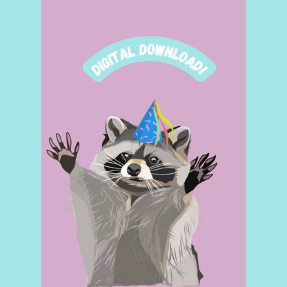 Digital raccoon image/ print/ wall art