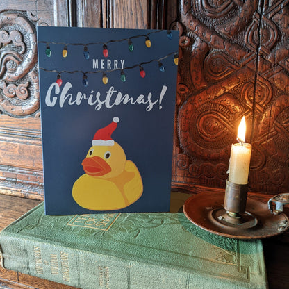 Weihnachtskarte mit Quietscheentchen/Ente