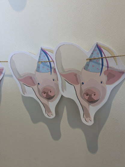 Party pig card bunting/ decor/ funny
