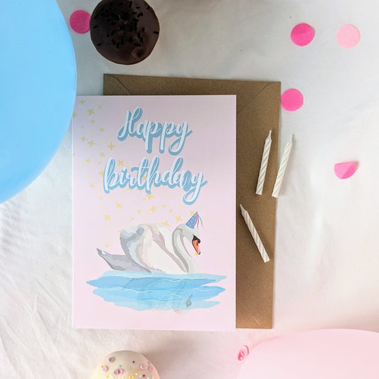 Swan Birthday Card